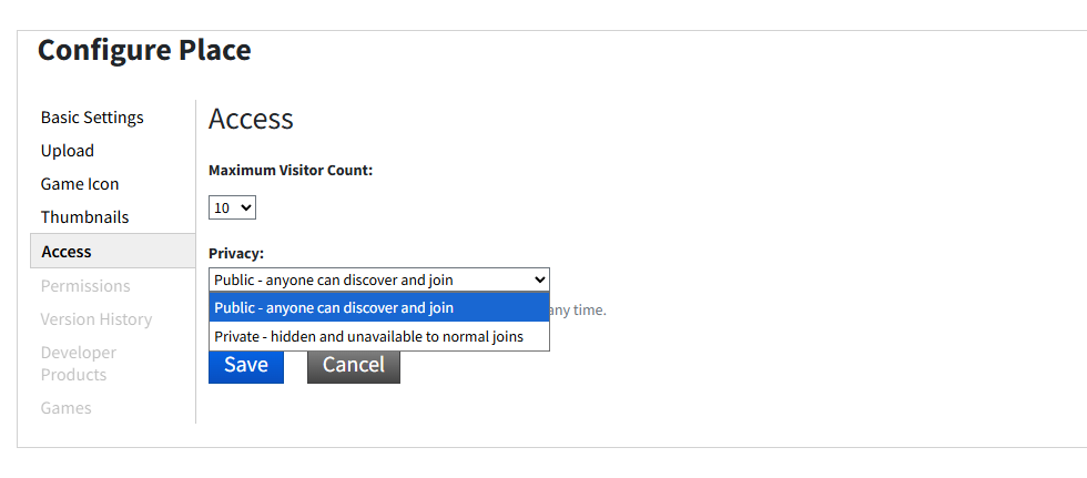 game access settings